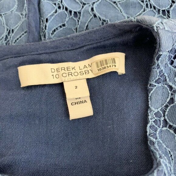 Derek Lam 10 Crosby Tank Women 2 Blue Lace Overlay - Picture 7 of 10
